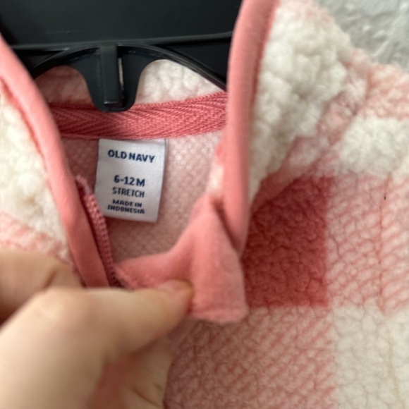Old Navy Pink Plaid Sherpa Vest - Picture 3 of 3